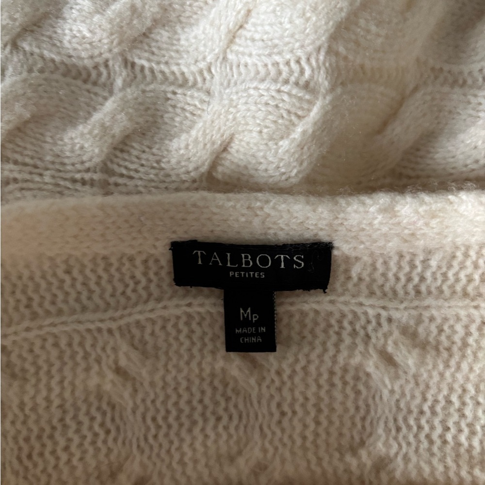 Coastal chunky Fisherman Knit Sweater - merino cashmere blend- Cream Ivory M/P - Picture 7 of 8